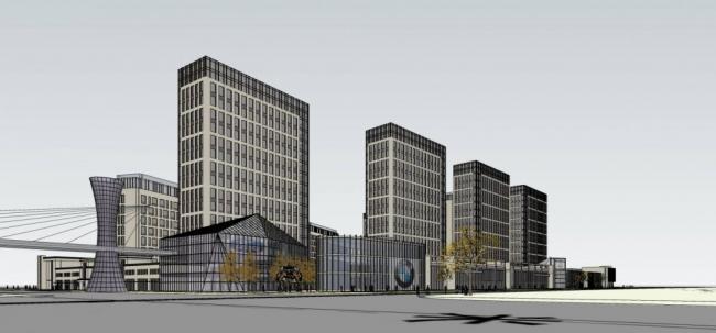 Modern High-Rise Office Buildings, Hotels, Shopping Malls, and Commercial Podiums SketchUp Model