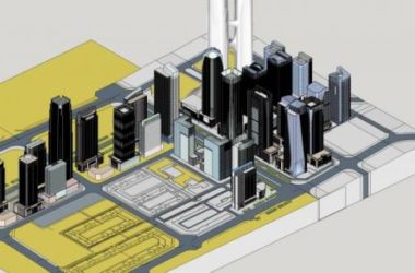 SketchUp Complex Model: High-Rise Financial Center with Offices, Hotel, Mall, Transit Hub, and Public Spaces-BIM WORLD