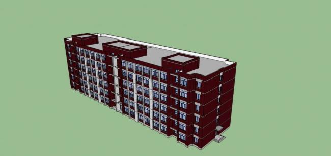Modern Multi-Story Residential Dormitory and Apartment Building in SketchUp