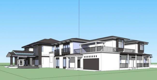 SketchUp Business Model: Multi-Story Clubhouse and Commercial Building in Chinese Style