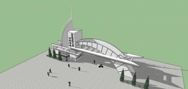 Modern Single-Story Guard Room and Entrance Gate Model in SketchUp | Beijing Institute of Aeronautics and Astronautics