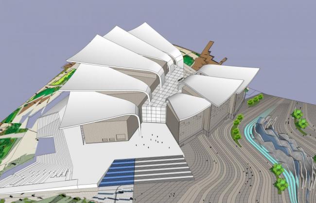 SketchUp Cultural Model: Modern Multi-Story Museum Architecture