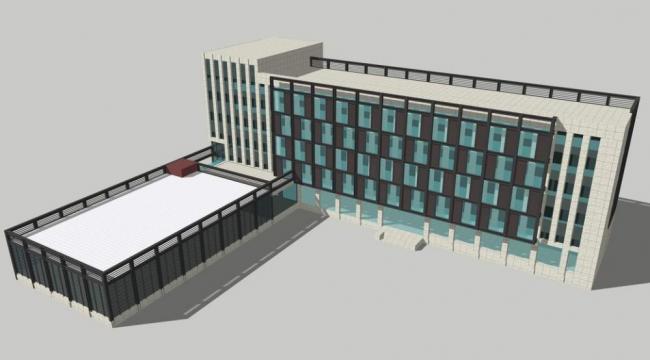 SketchUp Multi-Story Modern Office & Factory Building Model