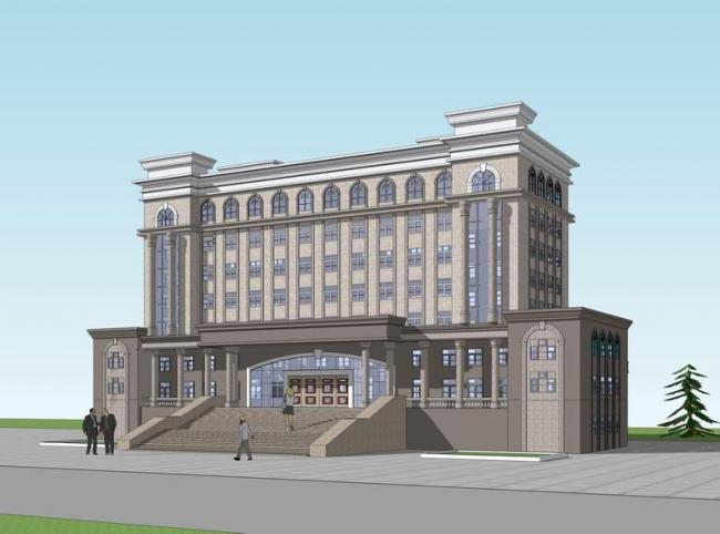 Simplified European-Style Multi-Story Government Office Building SketchUp Model