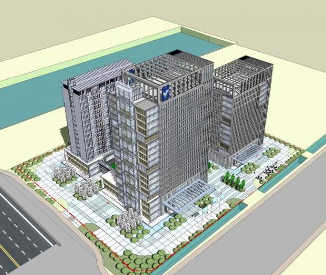 Modern High-Rise Office Building Model in SketchUp