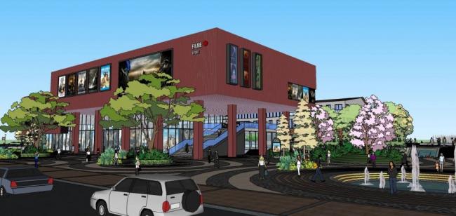 SketchUp Business Model: Multi-Story Commercial Street, Shopping Mall, and Modern Landscape Design