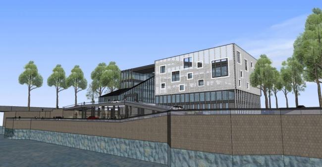 SketchUp Business Model: Modern Multi-Story Clubhouse and Commercial Building Design
