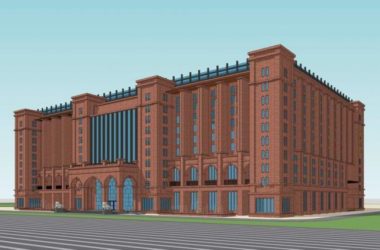 SketchUp Model: Multi-Story Office Building with Red Brick Library in Neoclassical Style-BIM WORLD