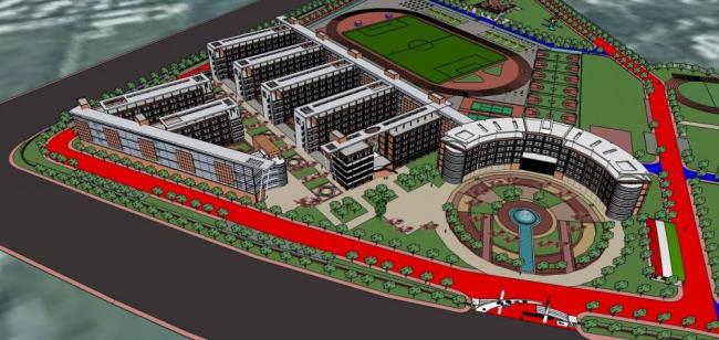 SketchUp School Model | Modern Multi-Story Experimental Primary School Design Integrating Education, Culture, and Health