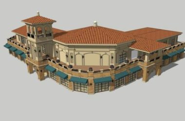 SketchUp Business Model: Classical Corner Commercial Building in Spain-BIM WORLD