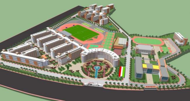 Modern Multi-Story School Campus Model with Entrance Gates for Primary and Secondary Education in SketchUp