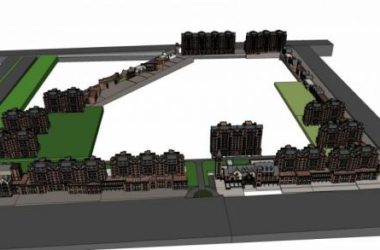 SketchUp Model of a Multi-Story Residential Community with English-Style Buildings, Sloping Roofs, and Commercial Podium-BIM WORLD