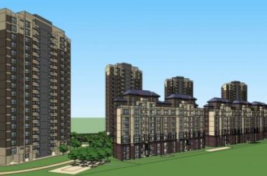 SketchUp Residential Model: Modern High-Rise Community with Entrance Landscape and Pavilion-BIM WORLD