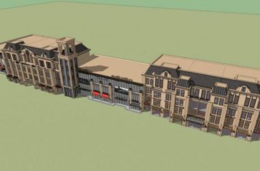 SketchUp Business Model: Multi-Story Street-Side Commercial Building in Classic French Style-BIM WORLD