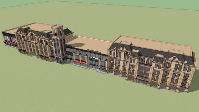 SketchUp Business Model: Multi-Story Street-Side Commercial Building in Classic French Style
