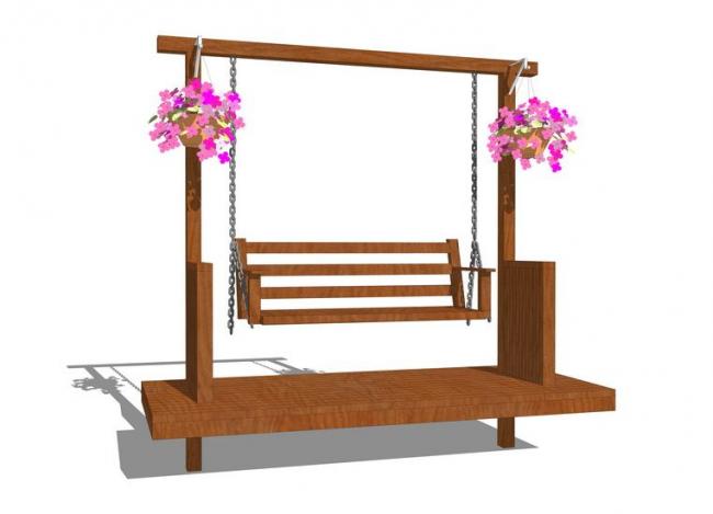 SketchUp Material Models: Swing Chair, Landscape Elements, and Textured Components