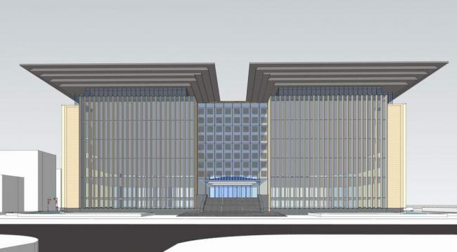 SketchUp Cultural Model of a Multi-Story University Library in Modern Chinese Style