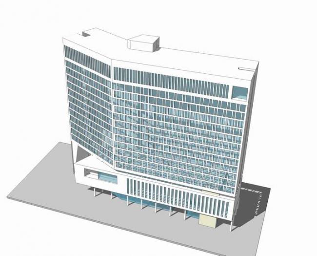 Modern High-Rise Hospital Model in SketchUp