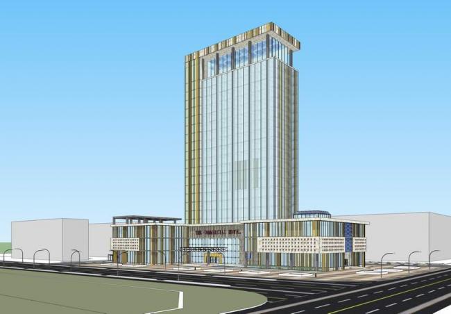 SketchUp Model of a Modern High-Rise Office Building and Hotel