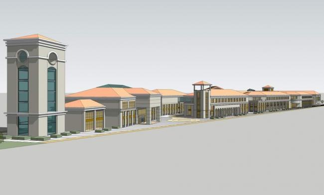 SketchUp Business Model: Multi-Story Commercial Street with Simple European-Style Sloping Roof