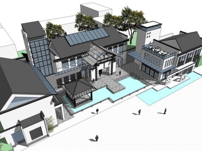SketchUp Cultural Model: Multi-Story Museum with Traditional Chinese Architectural Design