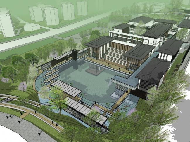 SketchUp Business Model: Multi-Story Clubhouse and Commercial Building in Modern Chinese Style