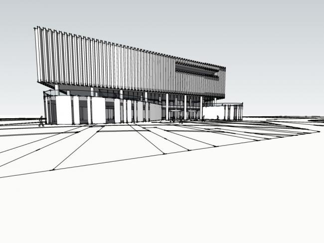 SketchUp Cultural Model: Modern Exhibition Hall and Architectural Design