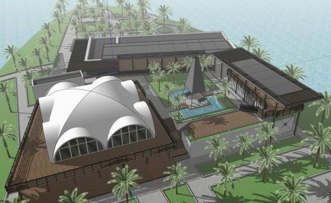 Modern Island Hotel and Homestay Model in SketchUp