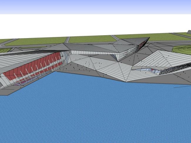 SketchUp Model of a Modern Multi-Story Cultural Center and Exhibition Hall