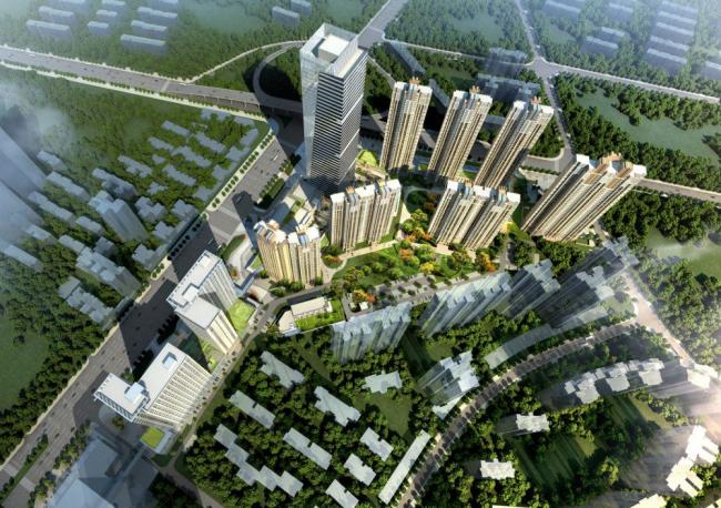 SketchUp Model of a Modern Super High-Rise Commercial Complex Featuring Offices, Hotel, and Residential Spaces