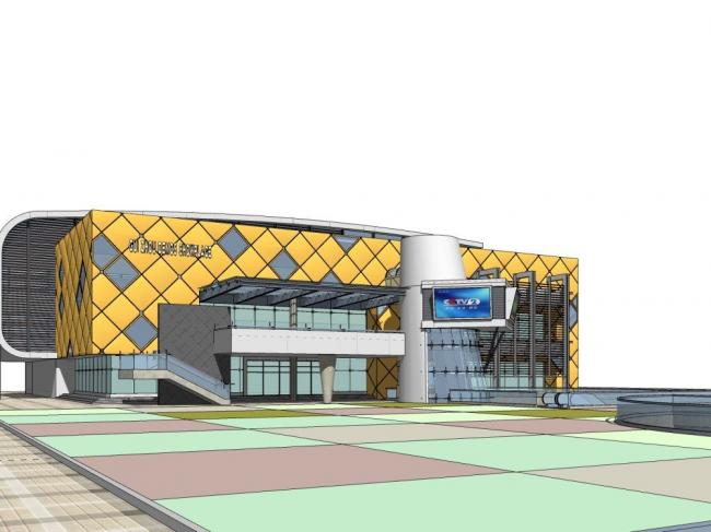 SketchUp Cultural Model: Modern Multi-Story Theater Architecture