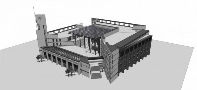 Fuzhou University Library: Modern Multi-Story Cultural Architecture Sketchup Model