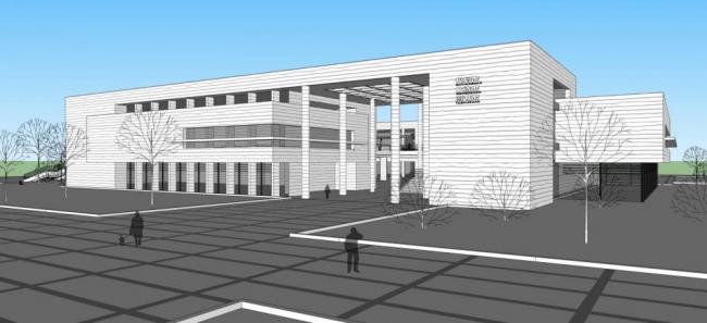 Modern Multi-Story Cultural Complex: Exhibition Hall, Library, and Museum in SketchUp