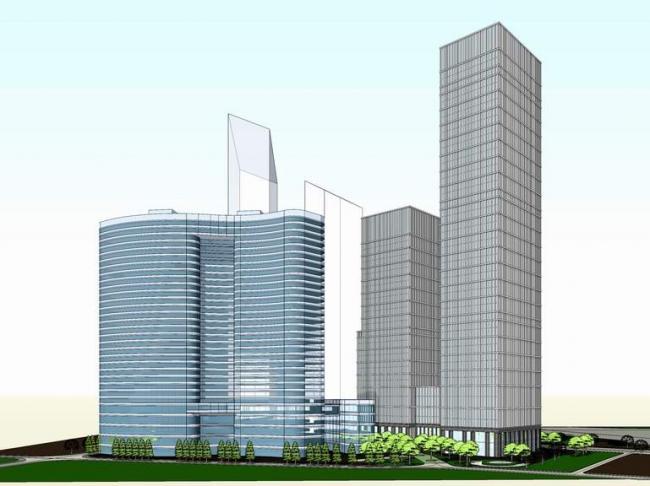 Modern High-Rise Office Building Model in SketchUp