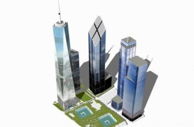 SketchUp Model of a Modern Super High-Rise Office and Hotel at New York World Trade Center-BIM WORLD