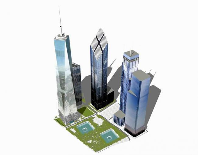 SketchUp Model of a Modern Super High-Rise Office and Hotel at New York World Trade Center