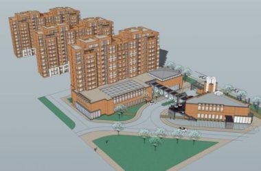Modern Multi-Story Residential Building with Red Brick and Integrated Commercial Spaces in SketchUp-BIM WORLD