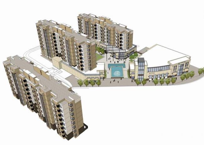 Modern Multi-Story Residential Building with Mixed-Use Commercial Spaces in SketchUp
