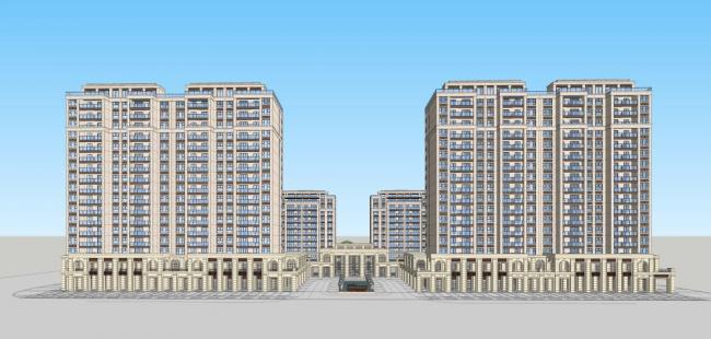 SketchUp Business Model: Neoclassical High-Rise Residential with Ground Floor Commercial Spaces