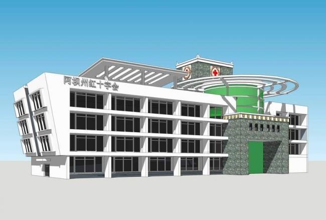 Modern Multi-Story Township Hospital Model for Aba Red Cross Society in SketchUp