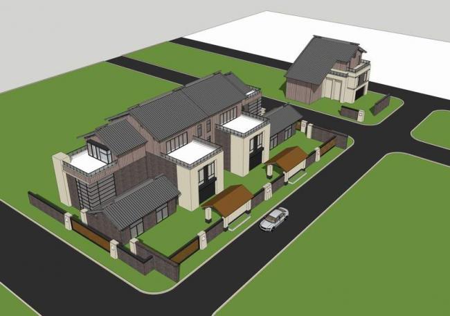 SketchUp Residential Models: Multi-Row Villas, Twin Villas, and Modern Chinese Design