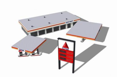 Modern Gas Station Design at SketchUp Station Road Bridge-BIM WORLD