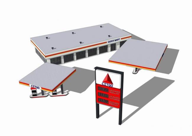 Modern Gas Station Design at SketchUp Station Road Bridge