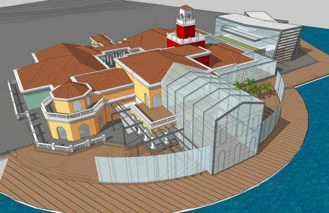 SketchUp Business Model: Jiulongshan Yacht Club Public Building Featuring Spanish and European Commercial Architecture