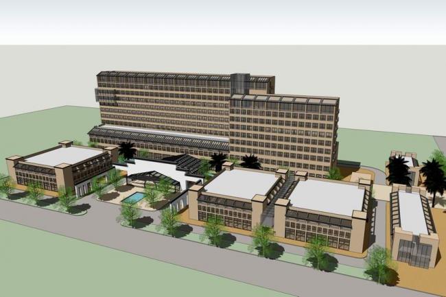 Modern High-Rise Hotel and Office Building Model in SketchUp