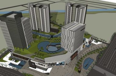 SketchUp Model of a Modern Super High-Rise Commercial and Office Complex with Retail Podium-BIM WORLD