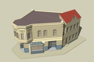 SketchUp Business Model: European Classical Corner Commercial Building-BIM WORLD