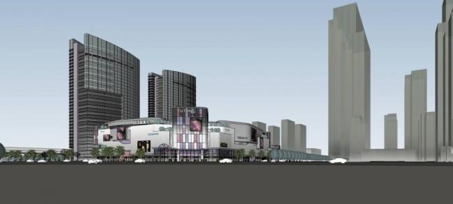 SketchUp Complex Model: Modern High-Rise Office, Hotel, and Commercial Podium