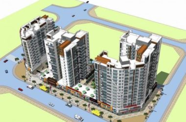 Modern High-Rise Residential Complex with Street-Level Commercial Spaces and Podium – SketchUp Model-BIM WORLD