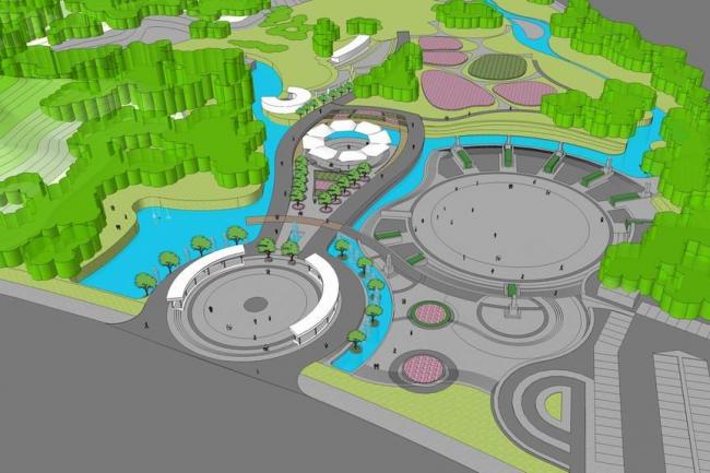 Modern Park Entrance Landscape Design | SketchUp Model Showcase